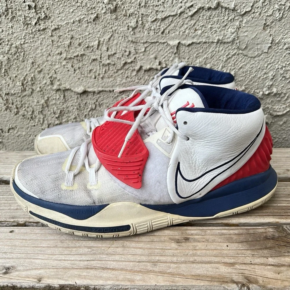 Nike Shoes Men Size 15 Kyrie 6 USA BQ4630-102 Sneakers White Red Blue